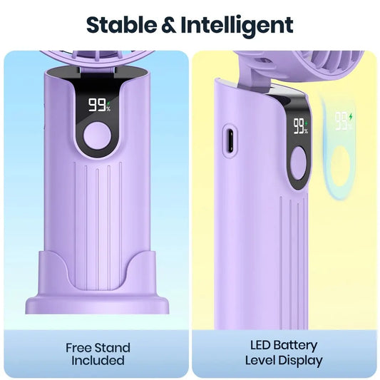 TOPK K38 3-in-1 Portable Neck Fan – 5000mAh Rechargeable Personal Cooling Fan with Digital Display