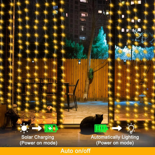 Solar Curtain Fairy String Lights
