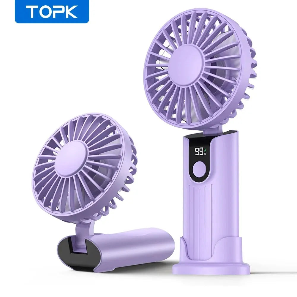 TOPK K38 3-in-1 Portable Neck Fan – 5000mAh Rechargeable Personal Cooling Fan with Digital Display