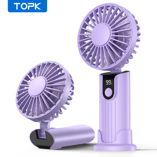 TOPK K38 3-in-1 Portable Neck Fan – 5000mAh Rechargeable Personal Cooling Fan with Digital Display