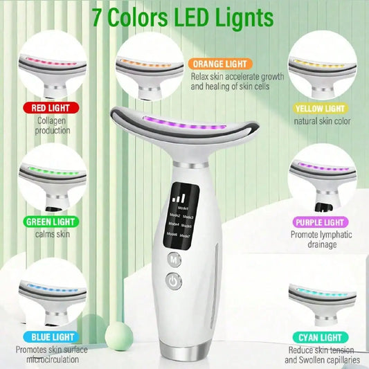 7-Color LED Light Therapy Device – Facial & Neck Beauty Massager