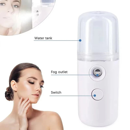 Mini Portable Humidifier – Pocket-Size Cool Mist Facial & Travel Mister (30ml)