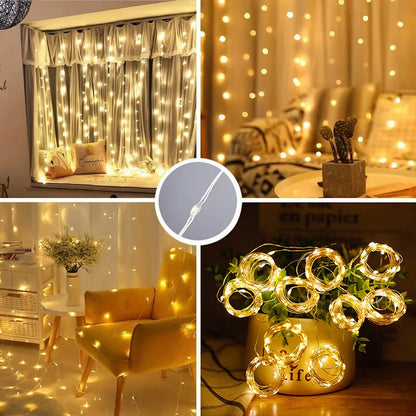 Solar Curtain Fairy String Lights